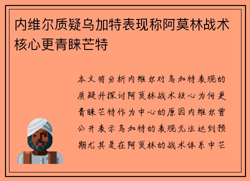 内维尔质疑乌加特表现称阿莫林战术核心更青睐芒特